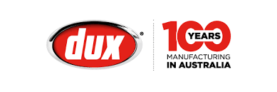 Dux logo celebrating 100 years manufacturing in Australia for hot water systems