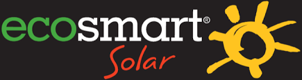 EcoSmart Solar logo promoting solar hot water systems on Bribie Island