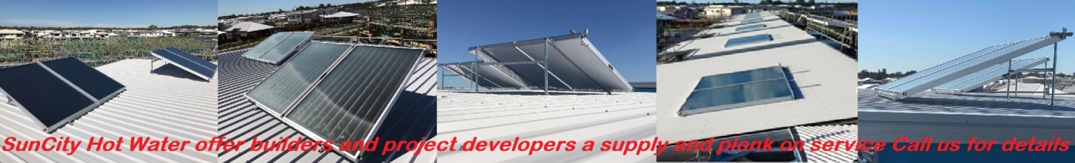 Solar hot water systems installed on a corrugated metal roof in Bribie Island