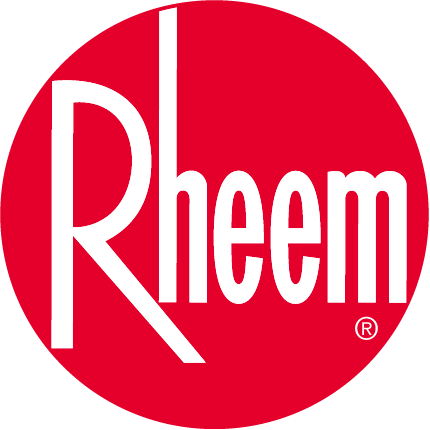 Rheem logo for hot water heaters, serving hot water systems on Bribie Island